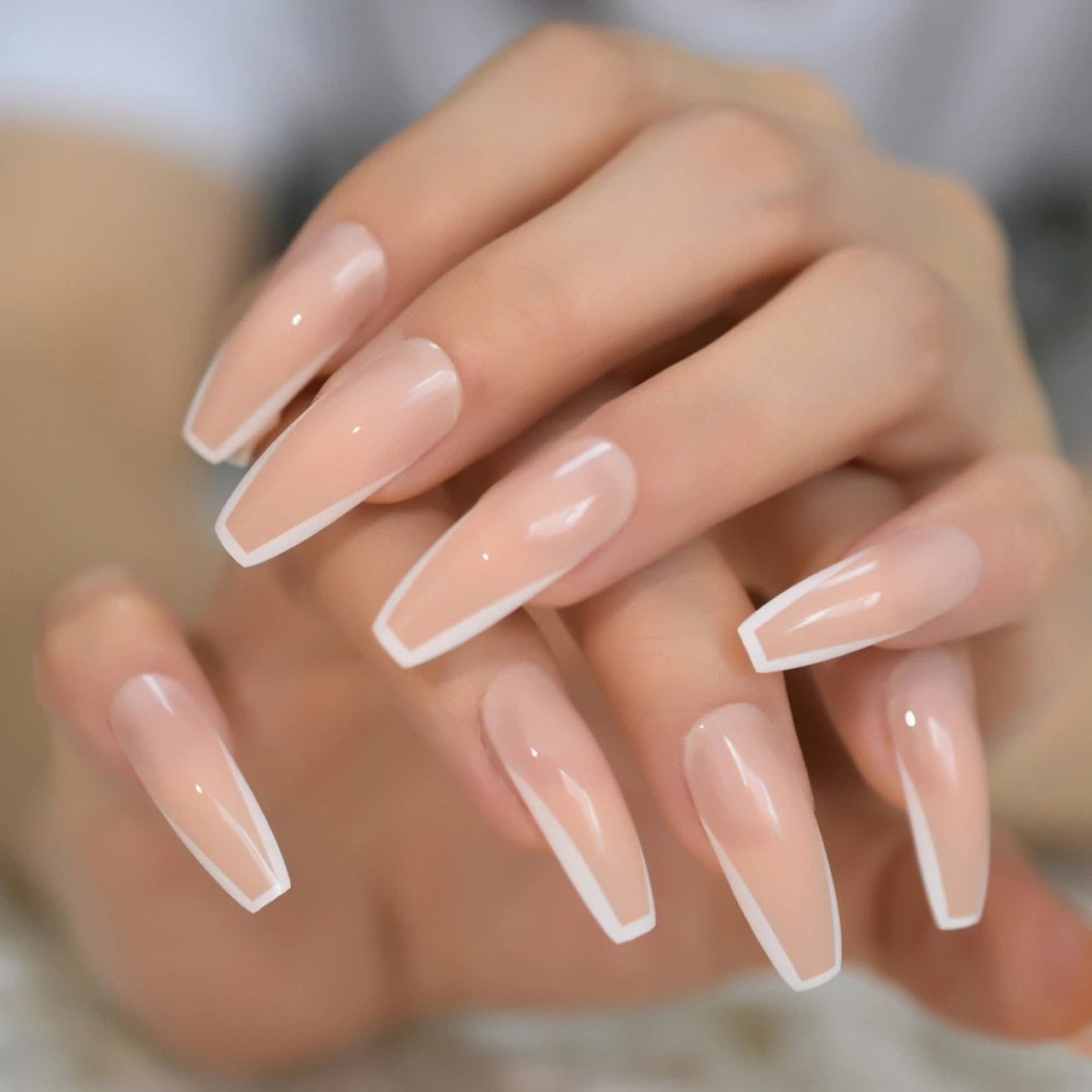 Totelux French Tip Press on Nails Long Coffin Pink Fake India | Ubuy